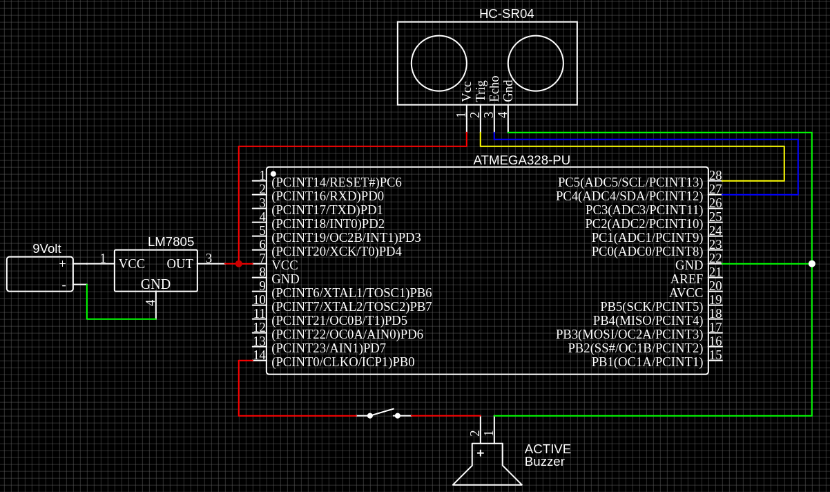 Added 9V battery and LM7805 Voltage Regulator